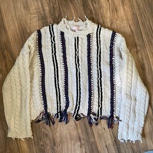 NIWIY distressed knit sweater with beads
